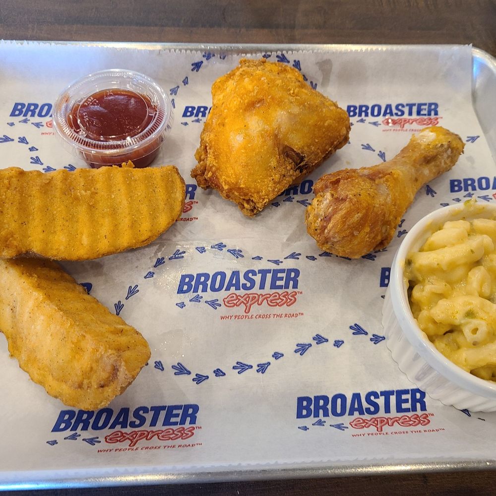 Two Sisters Broasted Chicken & Ribs - Two piece spicy, dark, with potato wedges and jalapeno mac and cheese - Barbeque Near Me - Henderson, Nevada Two Sisters Broasted Chicken & Ribs - Two piece spicy, dark, with potato wedges and jalapeno mac and cheese - Barbeque Near Me - Henderson, Nevada