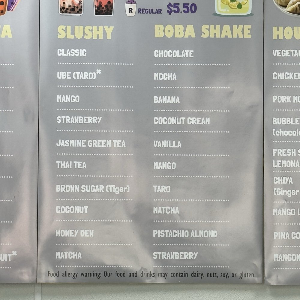 Boba and Beyond - The store menu. - Bubble Tea Near Me - Lacey, Washington