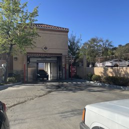 a car parked in front of a building