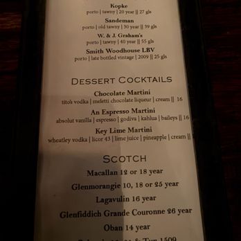 A Restaurant - Desert drink menu - New American Near Me - Newport Beach, California