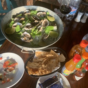 Langostinos - Oysters in the half shell:  not on the menu but ask your server.  They might have them available. - International Near Me - Puerta Vallarta, JAL