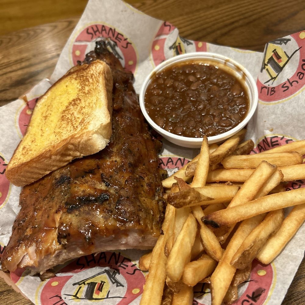 1/2 Rack with beans and fries and toast 1/2 Rack with beans and fries and toast