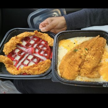 Cuzzo's Cuisine - Red velvet waffle and tenders Fish and grits from Cuzzos - Southern Near Me - Charlotte, North Carolina Cuzzo's Cuisine - Red velvet waffle and tenders Fish and grits from Cuzzos - Southern Near Me - Charlotte, North Carolina