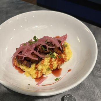 The Twisted Fork - Pork belly with polenta - New American Near Me - Reno, Nevada The Twisted Fork - Pork belly with polenta - New American Near Me - Reno, Nevada