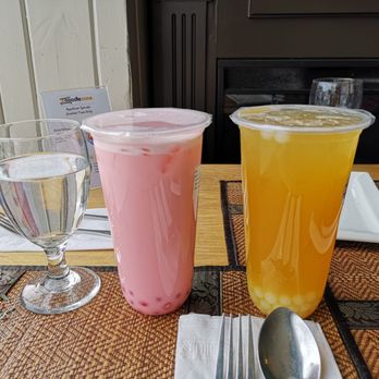 Stratford Thai Cuisine - Bubble teas with pearls- Strawberry and Mango - Thai Near Me - Stratford, Ontario Stratford Thai Cuisine - Bubble teas with pearls- Strawberry and Mango - Thai Near Me - Stratford, Ontario