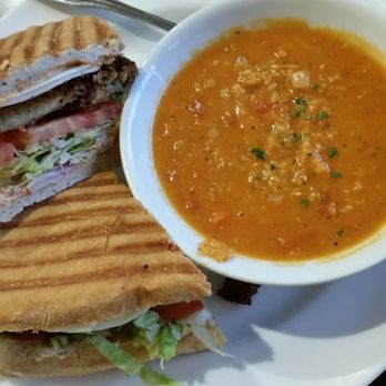Cafe Moderno - Eggplant parmesan sandwich and lentil soup. Best lentil soup! - Cafes Near Me - Montclair, California