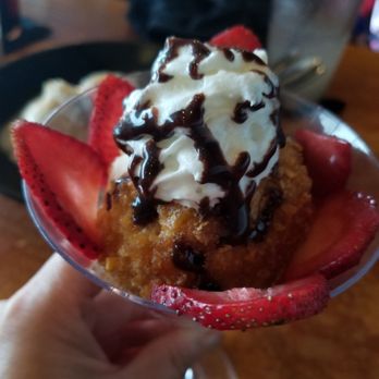 Rockwood - Fried chocolate covered vanilla ice cream with strawberries - Sports Bars Near Me - Gainesville, Virginia Rockwood - Fried chocolate covered vanilla ice cream with strawberries - Sports Bars Near Me - Gainesville, Virginia