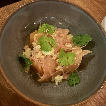 Canard - ALBACORE CRUDO $21 - cantaloupe, tamarind nuoc cham, crispy rice - Wine Bars Near Me - Portland, Oregon Canard - ALBACORE CRUDO $21 - cantaloupe, tamarind nuoc cham, crispy rice - Wine Bars Near Me - Portland, Oregon