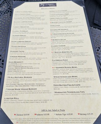 Menu photo 3 75 on Liberty Wharf Boston, MA