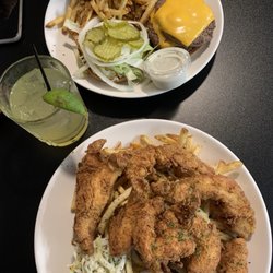 Hwy Nine Grillhouse - Chicken tenders were fresh flavorful & crispy. 10/10. Burger tasted average. Overall very impressed and will be going back
