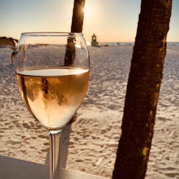 Crabby's Beachside Pavilion - A glass of Rosé wine - Seafood Near Me - Clearwater Beach, Florida