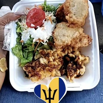 Atlantic Antic - A tasty, fried codfish cake dinner from a Bajan food vendor. - Festivals Near Me - Brooklyn, New York