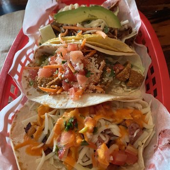 Voodoo Taco - Alligator taco, fried avocado taco and jackfruit taco. - Tex-Mex Near Me - Omaha, Nebraska