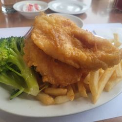 Darosa - Fried fish, chips and steamed veggies. Squeeze some  lemon and I'm in heaven.