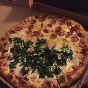 Alaeddin's Pizza - Beautiful half spinach and halal pepperoni! - Pizza Near Me - Clifton, New Jersey