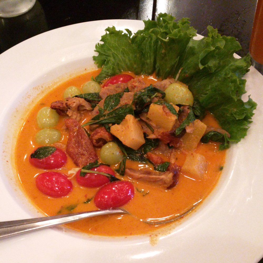 Andy's Thai Kitchen - Duck with red curry, pineapple, grape, tomatoes - Thai Near Me - Chicago, Illinois