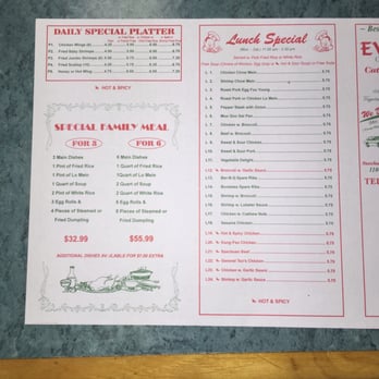 Evergreen - Menu3 - Chinese Near Me - Winter Haven, Florida