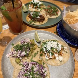 Shrimp Taco, Tinga Taco, Barbacoa Taco, Carnitas Taco