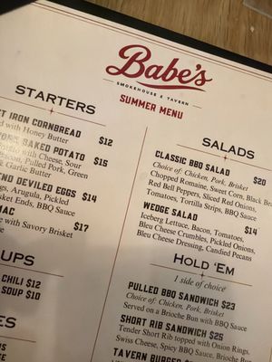 Menu photo 1 Babe's Smokehouse & Tavern Indio, CA Menu photo 1 Babe's Smokehouse & Tavern Indio, CA