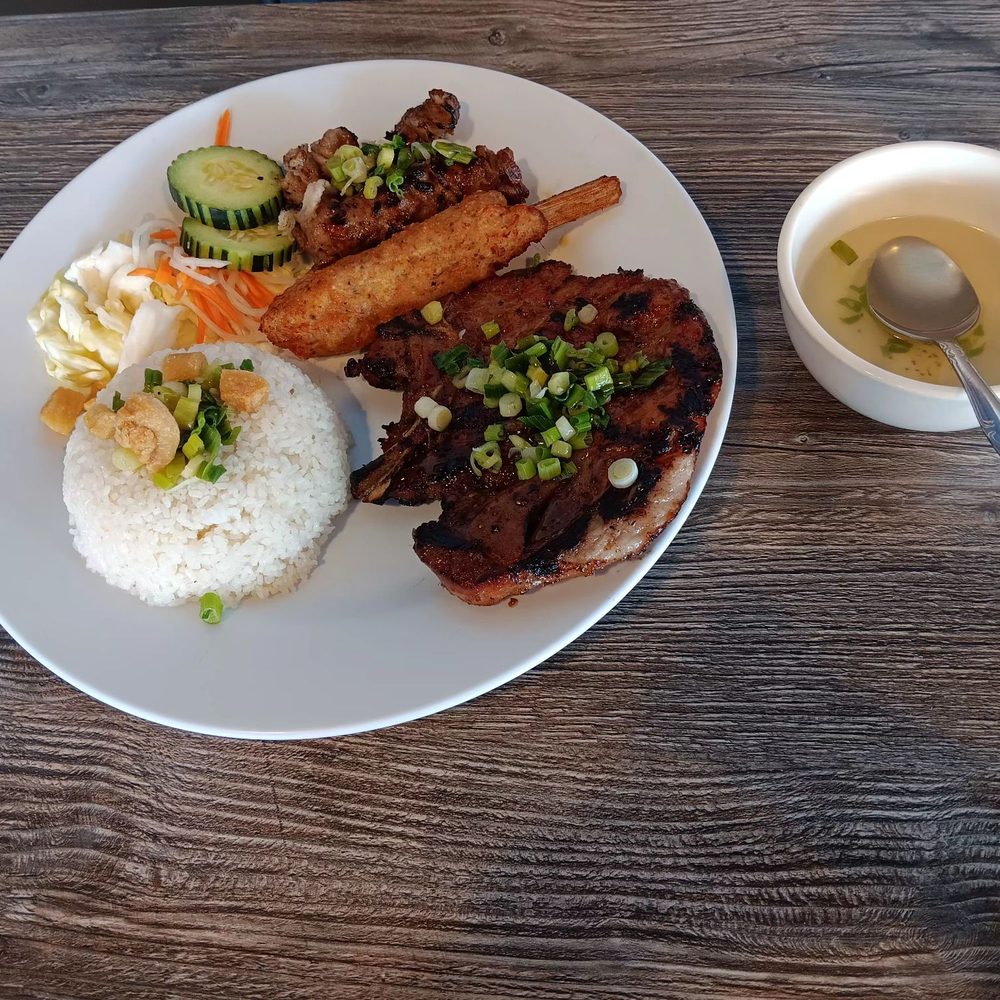 Com Tam Bui - Broken rice plate with three items. - Vietnamese Near Me - Garden Grove, California