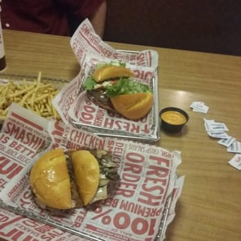 Smashburger - Yum! Blue cheese burger and truffle mushroom swiss with smash-fries - Burgers Near Me - Tucson, Arizona