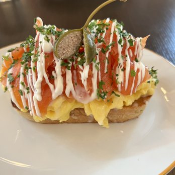 Chez Maggy - Smoked Salmon Tartine - French Near Me - Denver, Colorado Chez Maggy - Smoked Salmon Tartine - French Near Me - Denver, Colorado