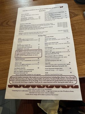 Menu photo 6 Between Us San Diego, CA