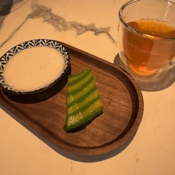 Kingfisher - Dessert for 1 "Bánh Da Lợn" (Pandan-Mung Bean Cake & Coconut Ginger Cream) - Vietnamese Near Me - San Diego, California