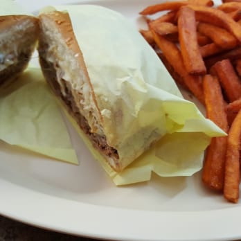 Sammy's Burger - Teriyaki burger with mushrooms,  grilled onions,  and cheese...  Great sweet potato fries. - Burgers Near Me - Goodyear, Arizona
