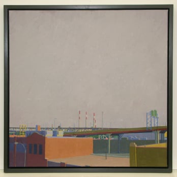 Fryeworks - Michael Meehan, Landscape (Long Island City), oil on canvas. Maple float frame with dark stain and wax. - Home Decor Near Me - Long Island City, New York Fryeworks - Michael Meehan, Landscape (Long Island City), oil on canvas. Maple float frame with dark stain and wax. - Home Decor Near Me - Long Island City, New York