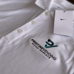 Saris Branding & Embroidery - Pristine Vending embroidery on white Nike polos.