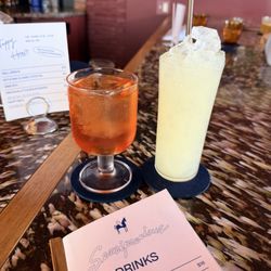 Happy hour drink of the day (aperol spritz riff) & green apple swizzle