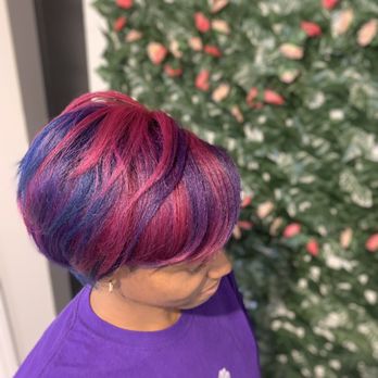 Make Ways Beauty Salon - Blue, pink, and purple strands - Hair Stylists Near Me - Rochester, New York Make Ways Beauty Salon - Blue, pink, and purple strands - Hair Stylists Near Me - Rochester, New York