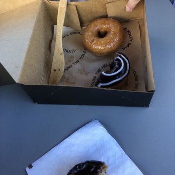 Holey Grail Donuts - Honey and sea salt glazed as well as chocolate with coconut swirl glazed. - Donuts Near Me - Honolulu, Hawaii Holey Grail Donuts - Honey and sea salt glazed as well as chocolate with coconut swirl glazed. - Donuts Near Me - Honolulu, Hawaii