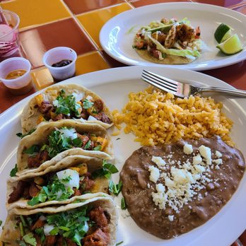 Taqueria Puebla - Al pastor taco plate + shrimp taco - Mexican Near Me - Mukilteo, Washington