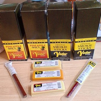 Yoder Brands - Original smoked meat stick. Pineapple spicy meat sticks. And 3 freebies cheese ( cheddar, pepper jack, mozzarella) - Meat Shops Near Me - Mount Olive, Mississippi Yoder Brands - Original smoked meat stick. Pineapple spicy meat sticks. And 3 freebies cheese ( cheddar, pepper jack, mozzarella) - Meat Shops Near Me - Mount Olive, Mississippi
