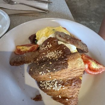 Essence Bakery Cafe - Special with sausage, spinach and roasted tomatoes on croissant - Breakfast & Brunch Near Me - Phoenix, Arizona
