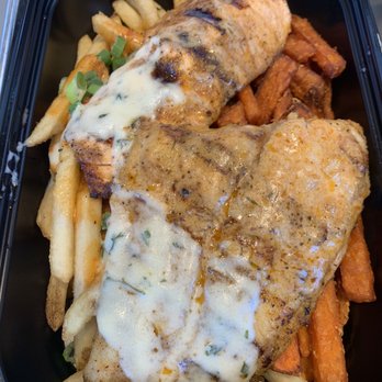 California Fish Grill - Swai and salmon with dynamite fries and sweet potato fries - Seafood Near Me - Pasadena, California California Fish Grill - Swai and salmon with dynamite fries and sweet potato fries - Seafood Near Me - Pasadena, California