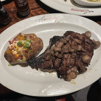 LongHorn Steakhouse - Outlaw ribeye and loaded potato. Cooked to perfection. So good,no need for sauce. - Steakhouses Near Me - Nashua, New Hampshire