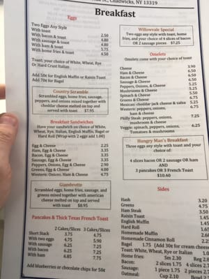 Menu photo 1 Willowvale Diner Chadwicks, NY