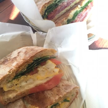 Cafe Seventy8 - Breakfast panini in the front and spicy soppressata in the back. Highly recommend both! ($5.50 and $7.25) - Coffee & Tea Near Me - San Francisco, California Cafe Seventy8 - Breakfast panini in the front and spicy soppressata in the back. Highly recommend both! ($5.50 and $7.25) - Coffee & Tea Near Me - San Francisco, California