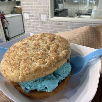 The Baked Bear - Snickerdoodle top. Cookie Monster ice cream. Gooey Butter Cookie bottom! - Ice Cream & Frozen Yogurt Near Me - Encinitas, California The Baked Bear - Snickerdoodle top. Cookie Monster ice cream. Gooey Butter Cookie bottom! - Ice Cream & Frozen Yogurt Near Me - Encinitas, California