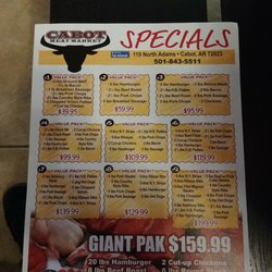 Cabot Meat Market - Meat pack menu as of July 2017