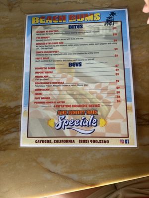 Menu photo 2 Beach Bums - Cayucos Cayucos, CA