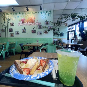 Sunshine Ice - French Toast With Strawberry Banana with 16oz Green Apple Sparkling - Juice Bars & Smoothies Near Me - Weehawken, New Jersey Sunshine Ice - French Toast With Strawberry Banana with 16oz Green Apple Sparkling - Juice Bars & Smoothies Near Me - Weehawken, New Jersey