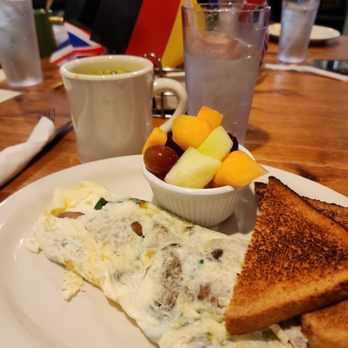 Toast - Egg white omelet with wheat toast, fruit. Matcha latte - Breakfast & Brunch Near Me - Montclair, New Jersey