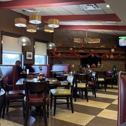 Hibernia Diner - Clean tables, chairs and floor; festive seasonal decorations