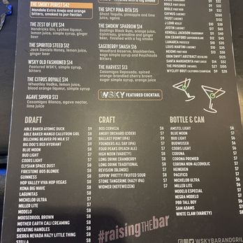 WSKY Stadium - Drink Menu - Sports Bars Near Me - Las Vegas, Nevada