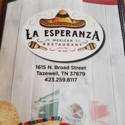 La Esperanza Mexican Restaurant and tienda - Menu