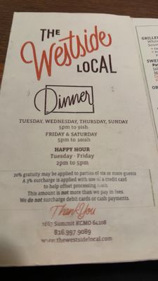 Menu photo 1 The Westside Local Kansas City, MO Menu photo 1 The Westside Local Kansas City, MO